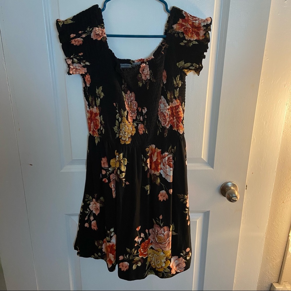 Black Floral Print Dress